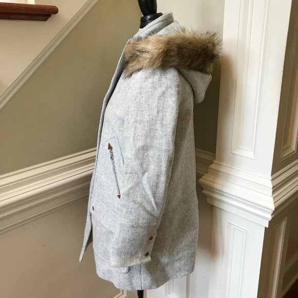 NWOT JCrew Chateau Parka Jacket Coat Womens 6 Gray Hooded Stadium Cloth BM948 - Picture 9 of 13